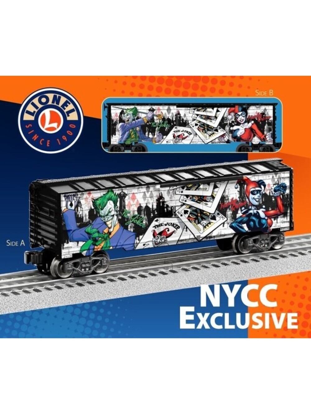 NYCC 2026 exclusive Lionel Trains Harley Quinn & Joker train boxcar Comic Con